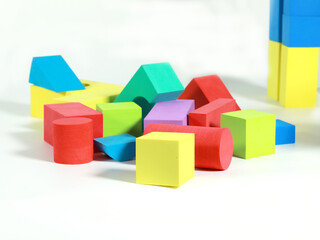 Building Block Colorful Random Color With Isolated White Background