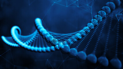 DNA biotechnology medical research of double helix in human genetics for health care - Conceptual 3D illustration rendering