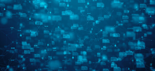 Digital global network connectivity Internet of things IOT cloud computing cybersecurity - Conceptual 3D Illustration Render