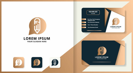 pen podcast chat combination logo and business card design