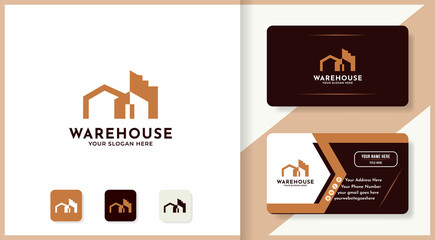 warehouse building logo design and business card