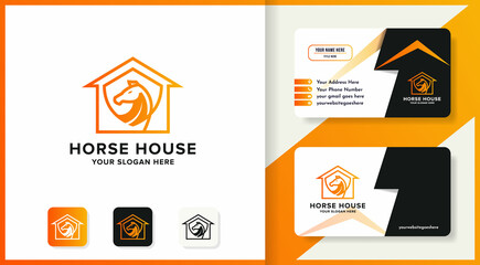 home horse logo design and business card and business card