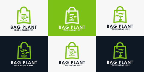 bag plant logo design, inspiration logo for florist and other nature shop