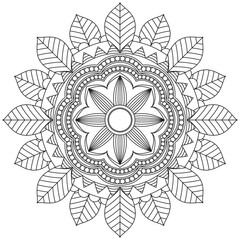 Leaf Flower Petal Coloring Mandala Art Simple Graphic Shape Vector Floral Oriental Outline Vintage Decorative Elements Pattern Illustration Islam Arabic Indian Turkish Mystic Religion Morals Lotus
