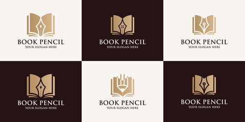 book pencil inspiration logo for educational symbol