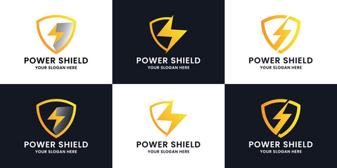 thunder shield power inspiration logo design