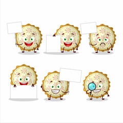 Lemon meringue pie cartoon character bring information board