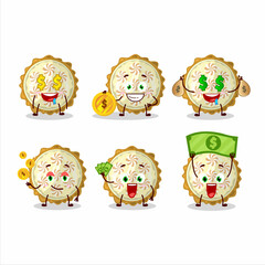 Lemon meringue pie cartoon character with cute emoticon bring money