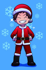 kid dressed as santa claus