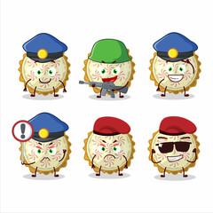 A dedicated Police officer of lemon meringue pie mascot design style