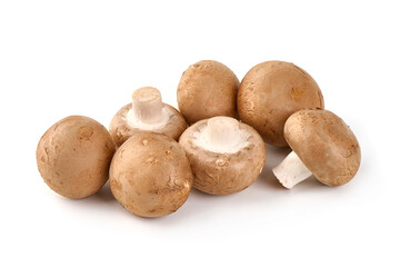 Fototapeta na wymiar Fresh champignon mushrooms, isolated on white background
