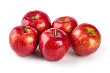 Shiny Red ripe apples, isolated on white background. High resolution image.