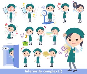 劣等感に関するスーパーマーケット店員女性のセット