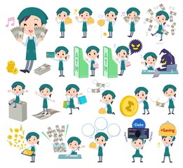 お金や経済に関するスーパーマーケット店員女性のセット