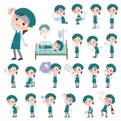 怪我や病気の状態のスーパーマーケット店員女性のセット