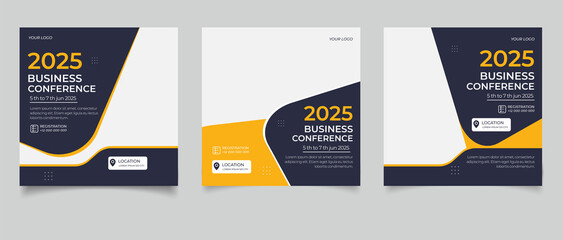 Business conference meeting social media post banner design template	
