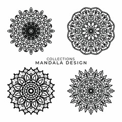 Collections Circular pattern in the form of a mandala for Henna, Mehndi, tattoos, decorations. Decorative decoration in ethnic oriental style. Coloring book page.