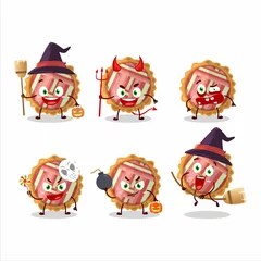 Fotobehang Halloween expression emoticons with cartoon character of rhubarb pie © kongvector