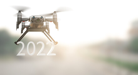 Drone technology engineering device industry flying in industrial logistic export import product home delivery service logistics shipping transport transportation to go new year 2022