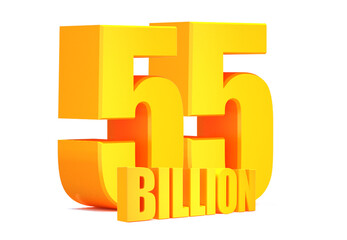 Gold 55 Billion views word on white background.3d illustration