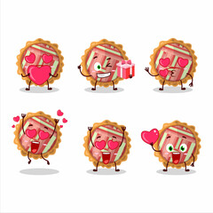 Rhubarb pie cartoon character with love cute emoticon