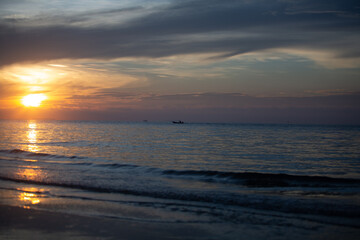 Sunrise at this beach in Thailand Orange skies and beautiful sandy beaches
