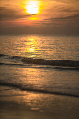 Sunrise at this beach in Thailand Orange skies and beautiful sandy beaches
