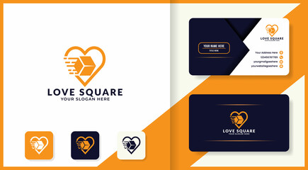 logistics box on love logo design and business card