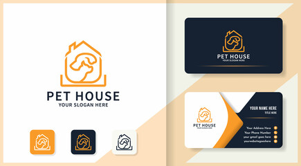 pet house outline logo and business card design