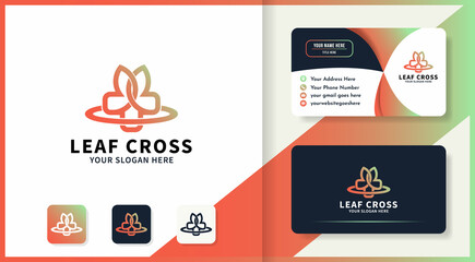 cross leaf or flower logo design and business card