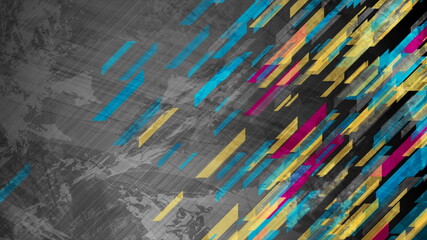 Colorful geometric shapes on abstract grunge corporate background