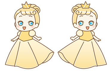かわいいお姫様　右向き左向き　セット　イエロー