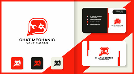 chat tool piston combination logo and business card design