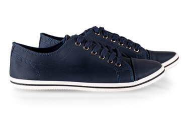 blue comfortable shoes for man isolated on white background.