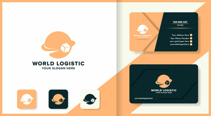 world box logistic logo and business card design