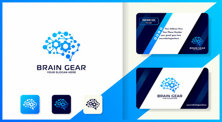 cogwheel brain logo and business card design