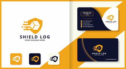 shield box logo and business card design