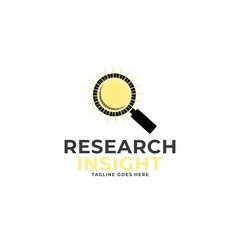 Research insight logo icon vector template. Research logo with simple and elegant magnifying glass symbol.