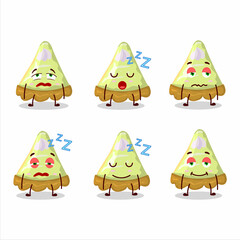 Cartoon character of slice of key lime pie with sleepy expression