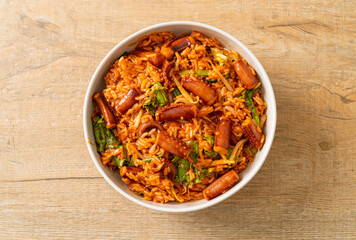 Stir-fried squid or octopus with Korean spicy sauce rice bowl