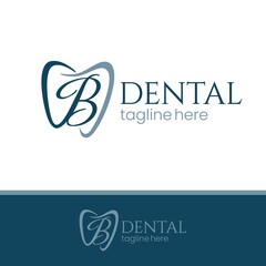 Letter B Tooth Dental Logo Design