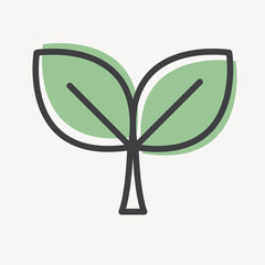 Leaf environment icon vector in simple line illustration