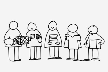 Charity doodle vector, people donating things