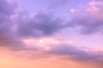 Abstract sunset cloud and colored over sky background.