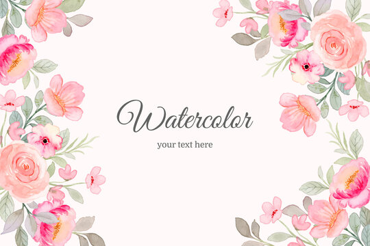 Pink peach floral watercolor background