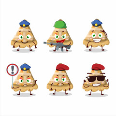 A dedicated Police officer of slice of peach pie mascot design style