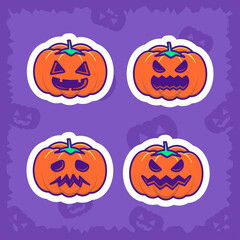 Cute Pumpkin and happy halloween stickers pack