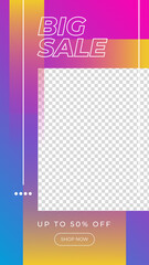 Fototapeta premium Sale stories banner template design. Vector illustration. Stories template set for banner sale, presentation, flyer, poster, invitation.