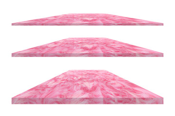 Collection of pink fur pattern shelves on a white background isolated with Clipping Paths for design work