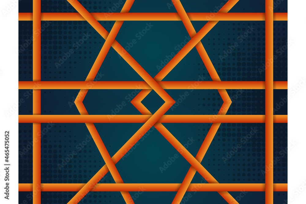 Poster vector illustration of dark blue gradient background with geometric shape element use orange colors 